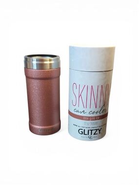 Glitz Rose Gold Metallic Skinny Can Cooler
